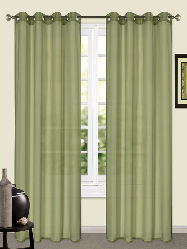 Basic Design Solid Color Voile Curtain Grommet Door Window Curtain