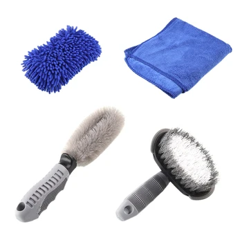 

4 Pcs Car Vehicle Cleaning Set Wheel Wash Brush Wheel Rims Tire Washing Brush Auto Scrub Brush Car Wash Tools