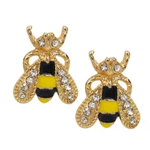 1Pair/set Fashion Cute Women Lady Girl New Hot 2017 Lovely Popular Small Bee Crystal Insect Stud Earrings Gift