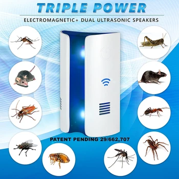

Ultrasonic Electromagnetic Pest Repellent Control, Plug in Home Indoor and Outdoor Repeller, Get Rid of Mosquito, Ant, Flea, R