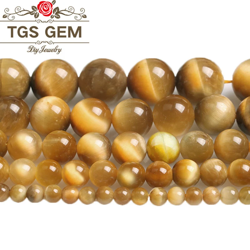 

Natural Stone Gold Tiger Eye Stone Beads Round Loose Smooth Cat Eye Beads For Bracelet Necklace Jewelry Making 4 6 8 10 12MM