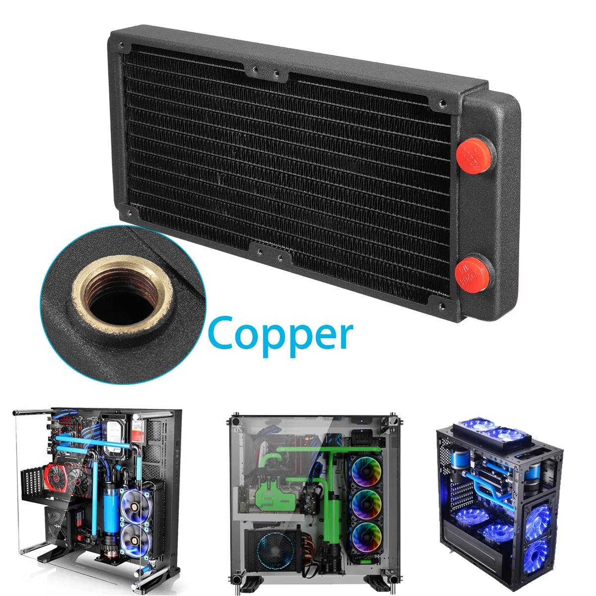 

LEORY 240mm Computer CPU Water Cooling Cooler Radiator Heatsink Copper Radiator Exhaust Heat Exchanger Water Cooling Cooler