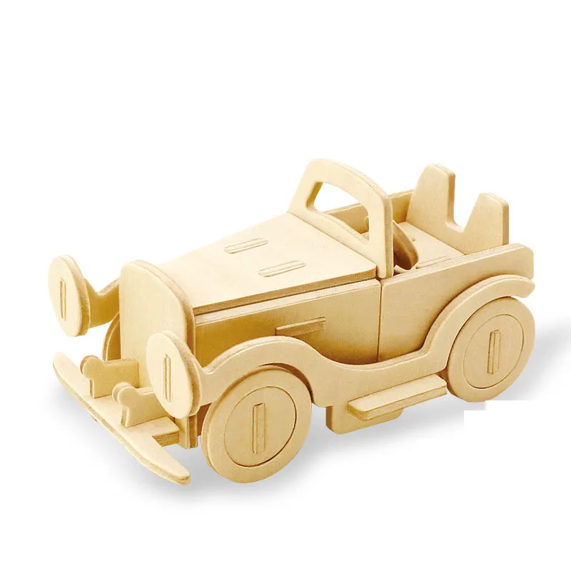 1 шт. 3D деревянные головоломки детские развивающие деревянные головоломки игрушки DIY игрушечный автомобиль, автобус, комплект корабля - Цвет: 01