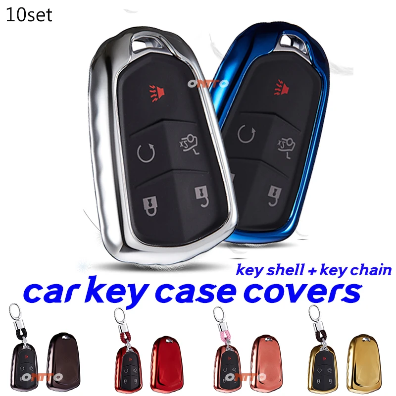 

Best price 10set Car Key Case Shell Soft Silica Gel for Cadillac Escalade STS BLS SLS SRX ATS Protective key Unisex Decoration