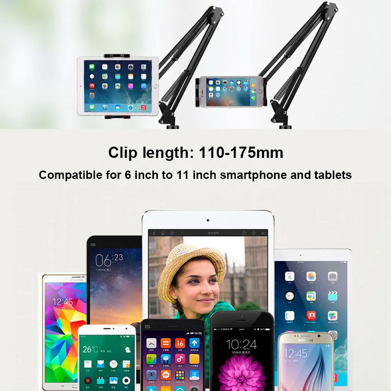 6 to 11 inch Tablet Holder For ipad stand 2 3 4 Air Mini Support Long Arm Mobile Phone Tablet Bed/D