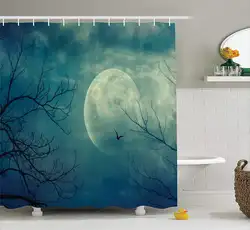 Ужас дом декора душ Шторы Хэллоуин с полной Луны зла с привидениями лес, ткани Ванная комната Декор комплект с крючками Водонепроницаемый