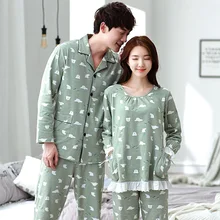 Новое поступление, осенне-зимние пижамные комплекты с принтом для пары Хлопковая пижама с рукавами Повседневная Домашняя одежда для влюбленных Пижамный костюм