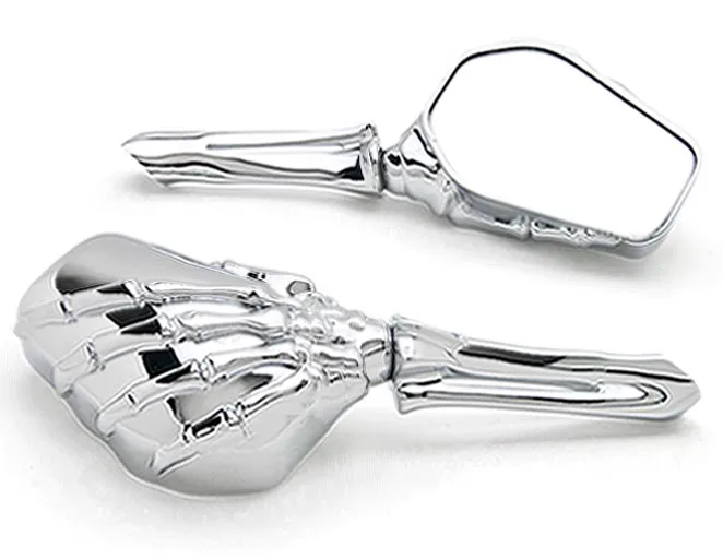 Chrome Custom Motorcycle Skeleton Mirrors For Harley Davidson Road
