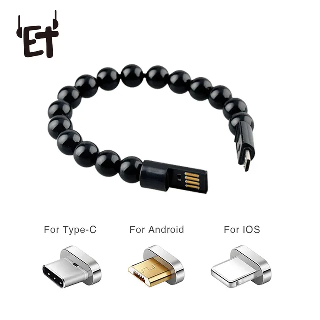 Et Wearable Usb Charging Bracelet Beads Cable Portable Et Wearable Usb Charging Bracelet Beads Cable Portable Phone Charger For Iphone Type C