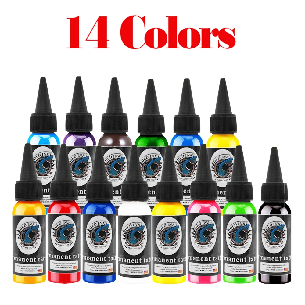 

30 ML/Bottle Tattoo Ink 14 Colors Set For Body Paint Permanent Tattoo Microblading Pigment Body Art Color Tattoo Supplies