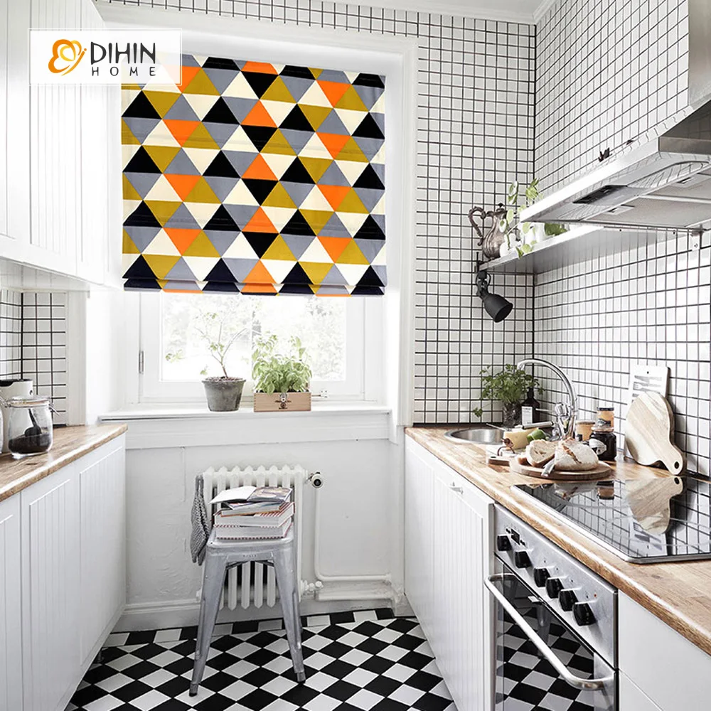 

High Quality Geometric Abstraction Printed Roman Shade Roman Blind Home Decor Window Drapes For Living Room