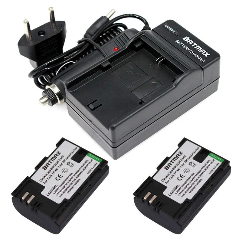 2x bateria LP E6 LPE6 LP E6 Camera Battery + Charger for Canon DSLR EOS