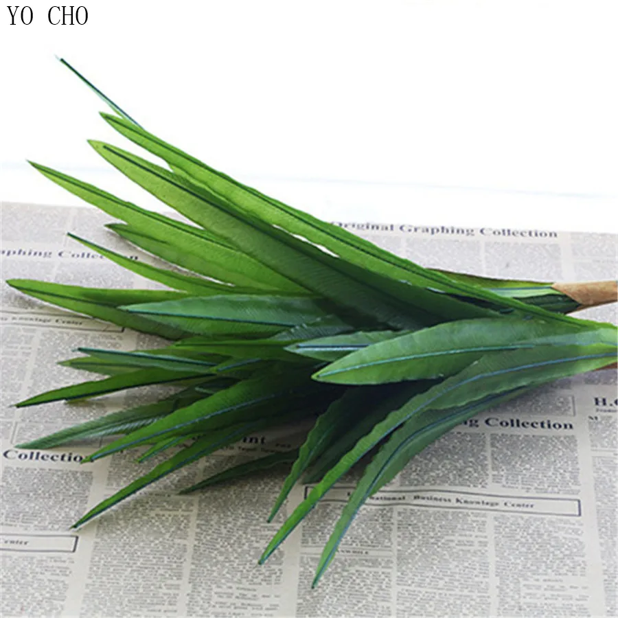 

YO CHO Artificial plants green fake plants plastic orchid leave fern silk leaves wedding decoration real touch plants Home Decor