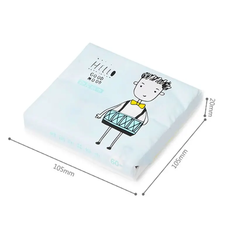 

60Pcs/Pack 3 Ply Disposable Facial Paper Tissues Thickened Cute Colorful Cartoon Printing Napkins Portable Car Home Party Decor