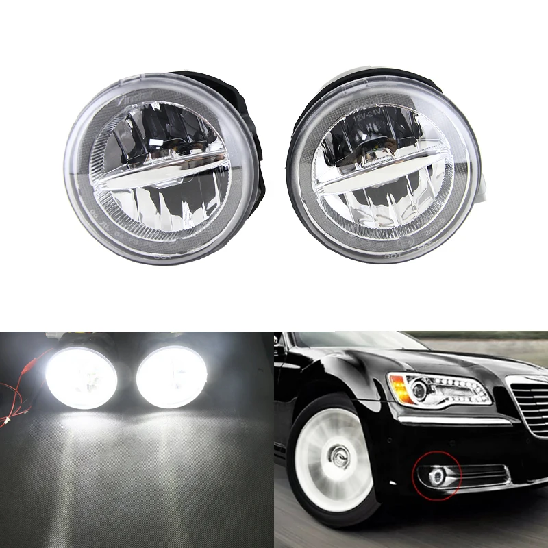 New Led Front Fog Light Kit Assembly W/ White DRL Halo Rings For