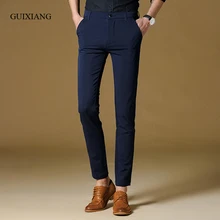 Новые модные стильные мужские длинные брюки, модные эластичные высококачественные однотонные мужские повседневные штаны, размер 28-36