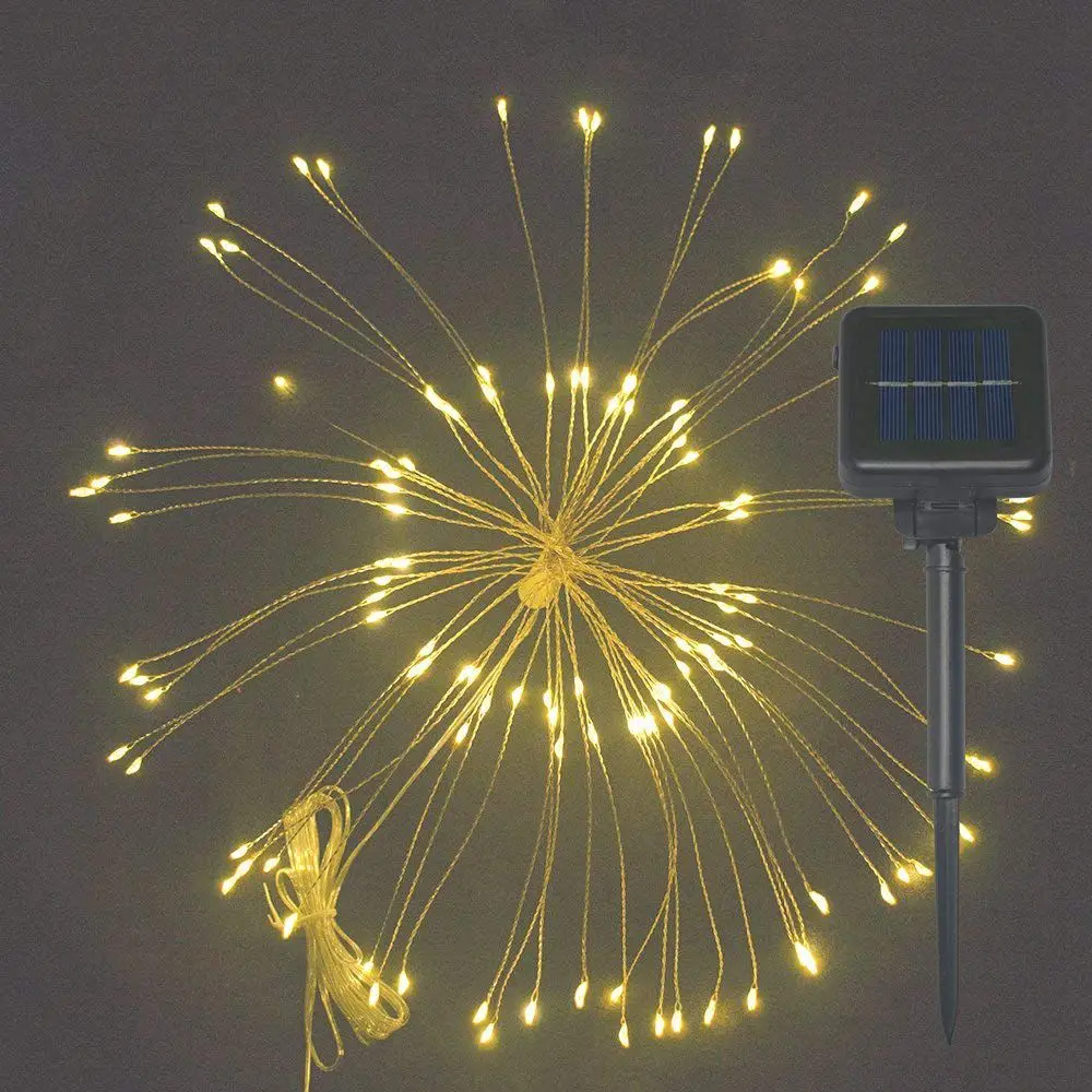 2 шт. светодиодный солнечный фейерверк с дистанционным управлением, водонепроницаемый медный светильник, ландшафтный праздничный садовый Сказочный светильник "Одуванчик" - Испускаемый цвет: Тёплый белый