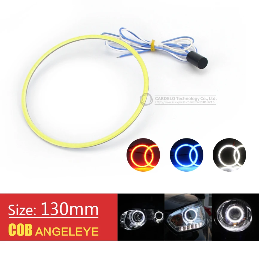 

2x 130mm COB Angel Eye LED DRL Chip Car Motorcycle Fog Light Halo Rings Waterproof Auto Headlight White/Blue/Red