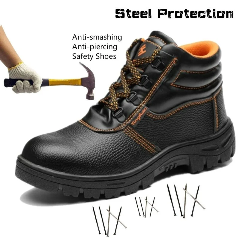 

Large size large 5.5-12.5 wedge sneakers for men breather Anti-smashing work shoes Anti-piercing hard-wearing male shoes