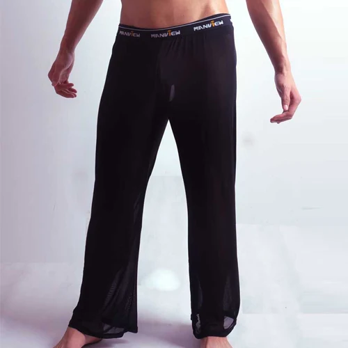 Mens Long Johns Man Male Sexy Underwear Men Gay Transparent Mesh  See-through Penis Long Pants Trousers Gym Sports Long Johns - Long Johns -  AliExpress