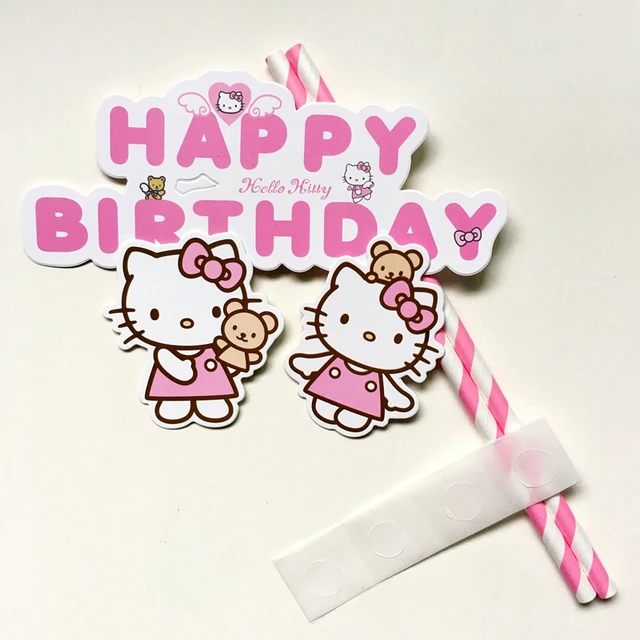 online shop 30 sets pink hello kitty happy birthday cupcake cake