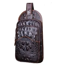 font b Men b font Vintage Leather Crocodile Grain Sling Pack Chest font b Bag