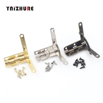 

4pcs Angle Support Spring Hinge 90 Degree Hinge for Antique Brass Jewelry Gift Wine Case Watch Box Wood Lid Hardware 32*30MM
