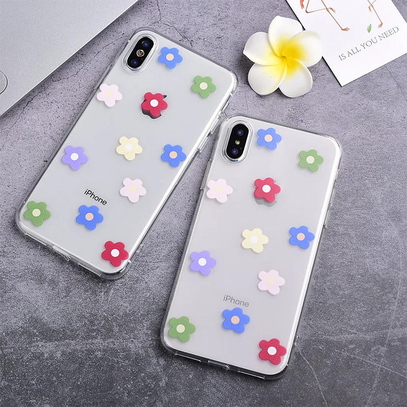 

Clear Art Soft TPU Flowers Mobile Phone Case For Apple iPhone X XR XS Max 8 7 6 6S Plus Transparent Lovely Colorful Case Cover