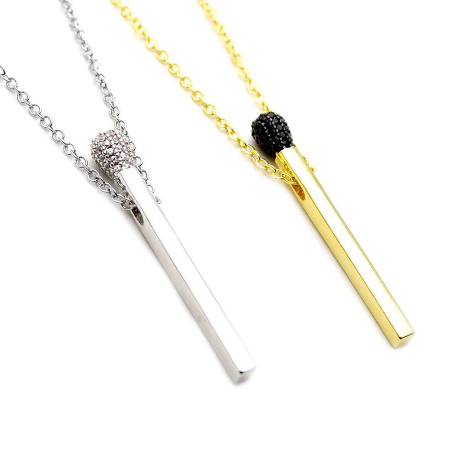 Gold Silver Matchstick Metal Pendants 
