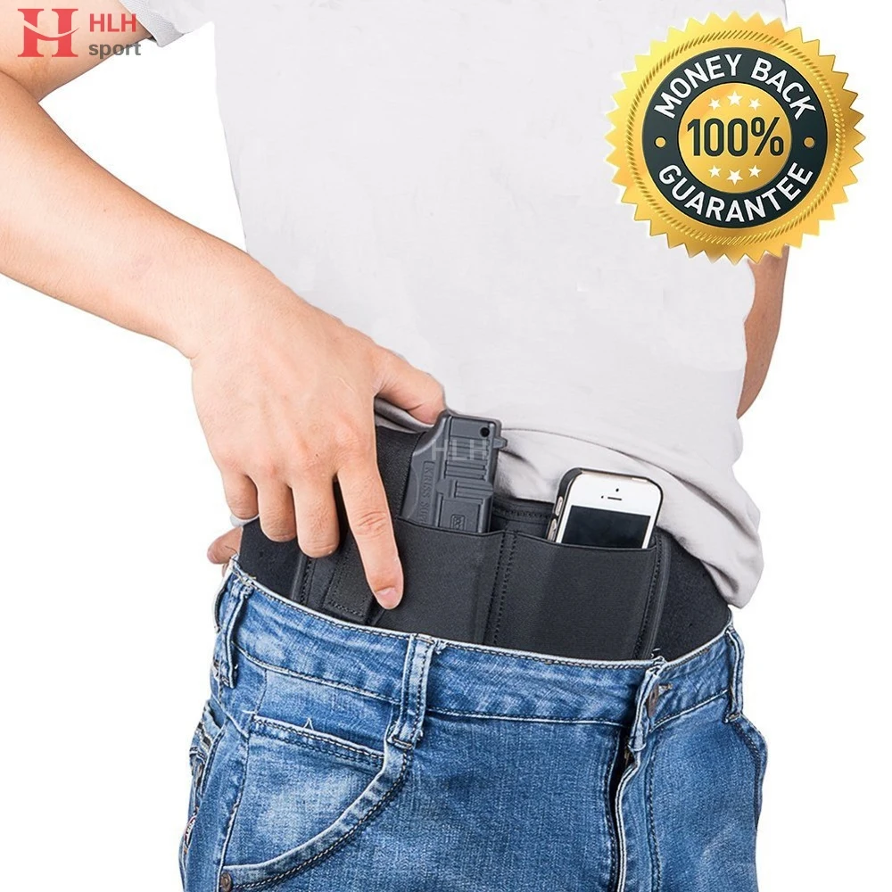 Right & Left Hand Adjustable Tactical Belly Band Holster Hidden Waist
