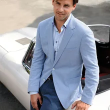 Повседневное Стиль пиджак светло-синий Мужские Свадебные Пром ужин Костюмы 2 шт. жениха Смокинги для женихов Best человек дружки костюм(куртка+ Брюки для девочек