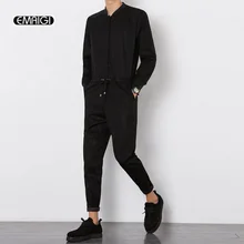 Демисезонный Для мужчин комбинезон мужской с длинным рукавом Повседневное штаны-шаровары Комбинезоны для девочек хип-хоп модные штаны черный комбинезон Q252