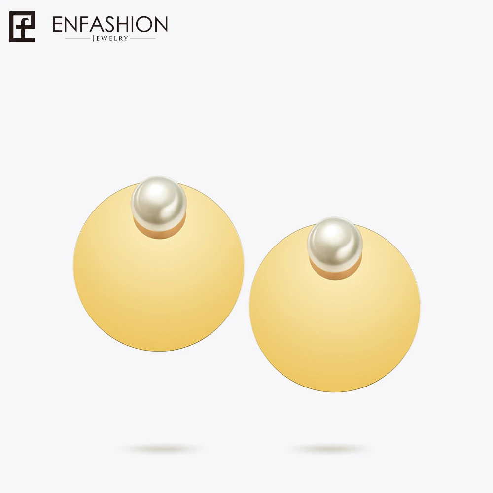 Enfashion Jewelry Geometric Circle Disc Dangle Earrings Gold color Stainless steel Pearl Drop Earrings For Women Earings EEF1019 цена Enfashion Jewelry Geometric Circle Disc Dangle Earrings Gold color Stainless steel Pearl Drop Earrings For Women Earings EEF1019 цены онлайн