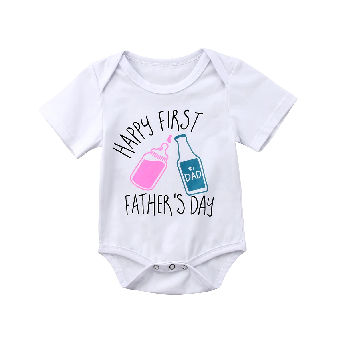 

2018 Newborn Infant Baby Boy Girl Short Sleeves Cotton Fathers Day Bodysuit Jumpsuit Outfits Casual Summer Sunsuit