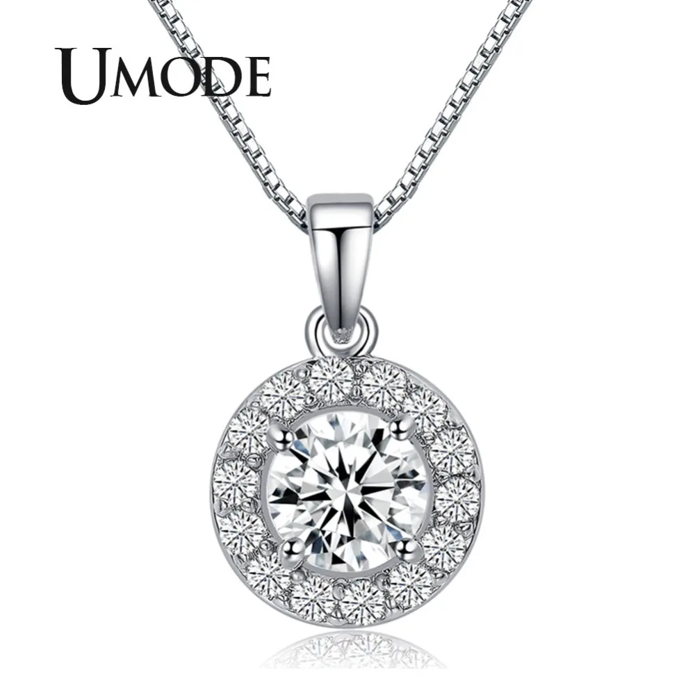 

Hearts & Arrows cut Top Quality 0.6 carat Swiss CZ Diamond Round Pendant Necklace (Umode UN0012)