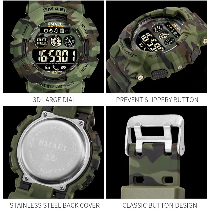 Preise SMAEL Sport Uhren Herren Digitale Armbanduhren Männlichen Chronograph Militär Armee Camouflage Armbanduhr Led anzeige Uhren Für Männer