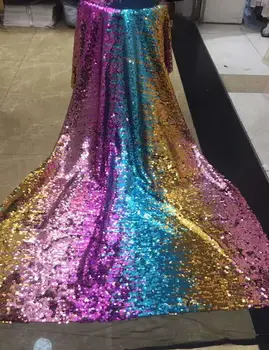 

Multi-color sequins gradient lace French tulle 40171 Nigerian yarn African lace fabric dress women's fabric