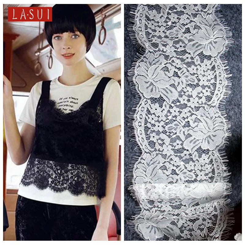 

LASUI 2017 new 13 cm* 3m=1 lot black white Exquisite eyelashes lace trim DIY clothing accessories yarn wedding materials0073