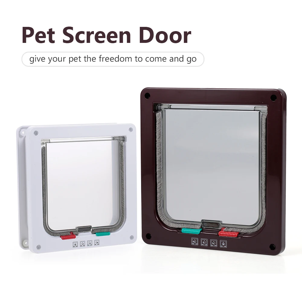 Safe Entry Ferromagnetic Pet Dog Flap Door Pet Dog Gate For Cat 4 Ways Locking Automatically Close Cats Door For Small Dogs