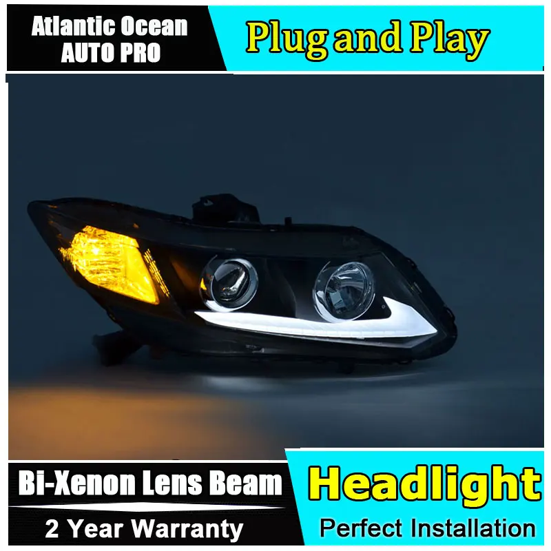 new head lamp car styling For Honda Civic headlights parking 2011 2014 For Honda Civic Bi xenon