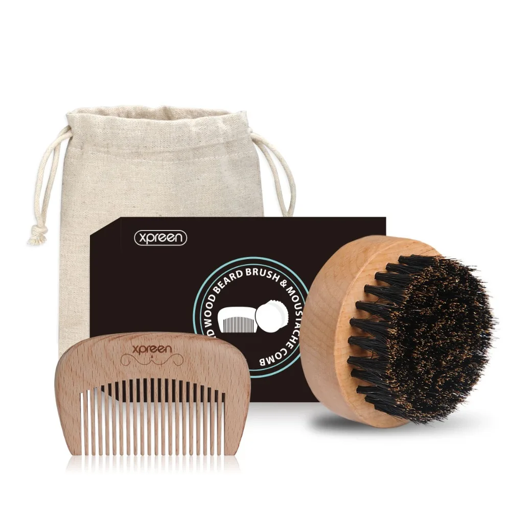 XPREEN Hair Combs 100% Pure Handmade Bristle Brush Professional Wood Comb Hairbrush Set for Beard &amp Mustache Styling | Красота и