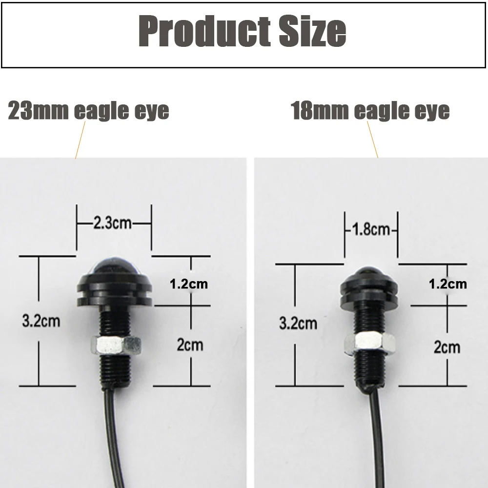 2 шт. дневные ходовые огни Источник заднего хода парковочная сигнальная лампа водонепроницаемый 18-23 мм черный/серебристый Led Eagle Eye DI