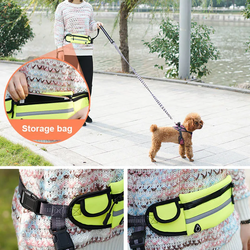

Reflective hand free chihuahua terrier bull restraining dog leash walking lead Elastic pet rope breast-band running belt lead