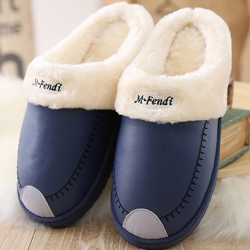 

Home slippers for men soft 2019 new plush slippers men winter warm hard-wearing non-slip male shoes zapatos de hombre