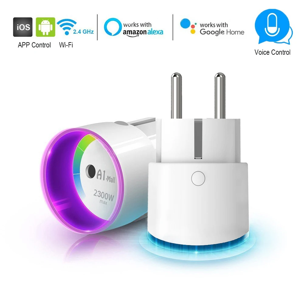 Smart Plug WiFi Remote Control Plug 10A Power Monitoring Timer EU