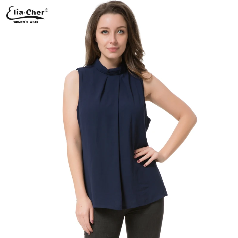 Chiffon Sleeveless Blouse 2017 Women Tops Elia Cher Brand