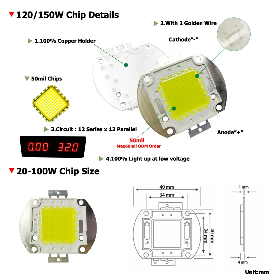 Высокомощный светодиодный COB SMD Epistar 45mil светильник с чипами 120 Вт 150 Вт 200 Вт 300 Вт 500 Вт теплый натуральный белый Холодный светодиодный светильник