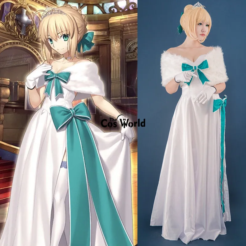 FGO Fate Grand Order 2nd Saber White Gown Formal Full Dress Uniform ...