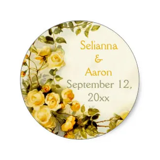 

3.8cm Vintage Roses Wedding Classic Round Sticker