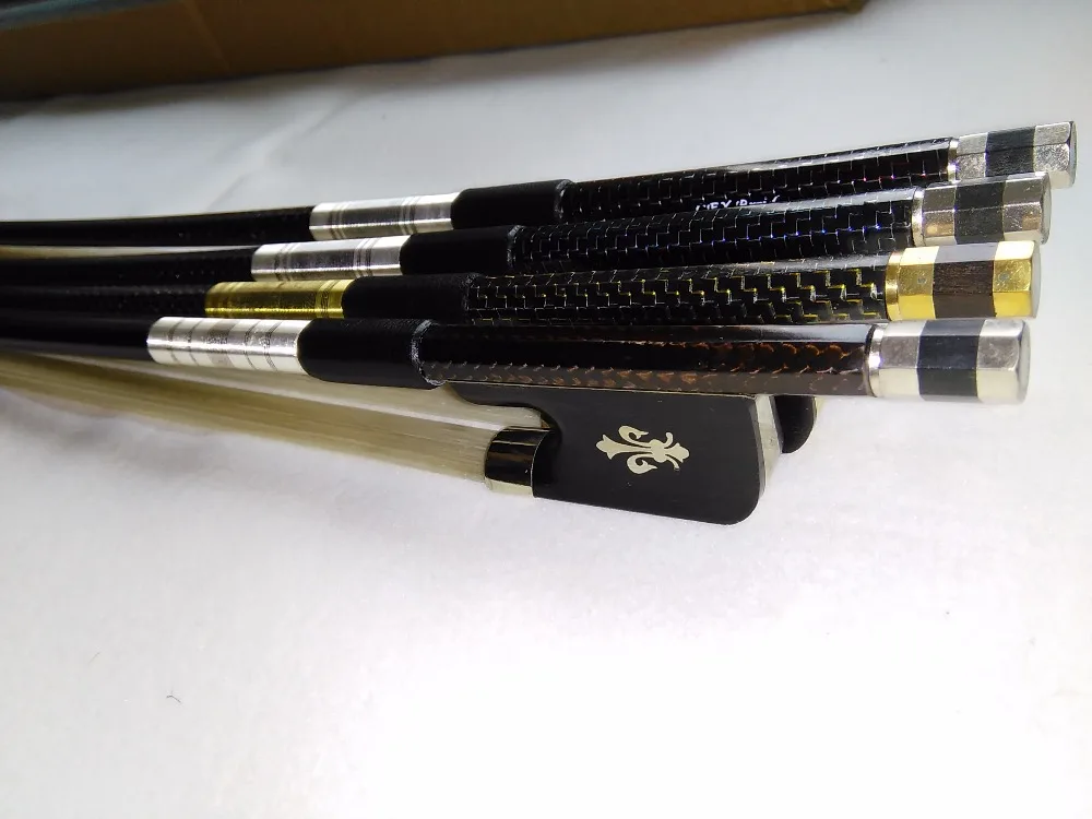 4 PCs Nice Quality Cello Bow 4/4 Ebony Frog with pro wire inlay quality white bow hair